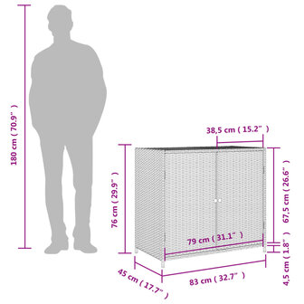 Tuinkast 83x45x76 cm poly rattan bruin 12