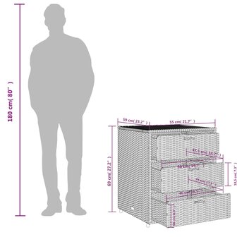Tuinkast 55x59x69 cm poly rattan bruin 12