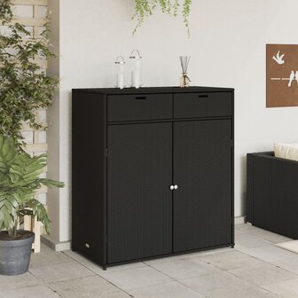 Tuinkast 105x55x113 cm poly rattan zwart 3