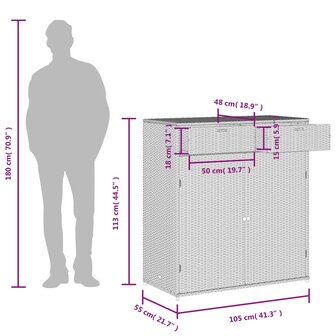 Tuinkast 105x55x113 cm poly rattan zwart 12