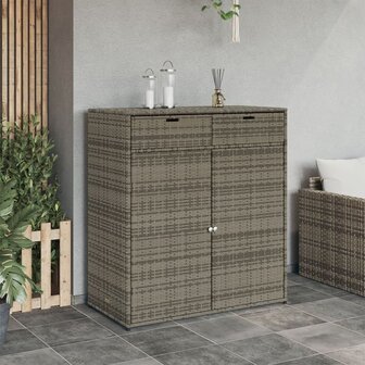 Tuinkast 105x55x113 cm poly rattan grijs 3