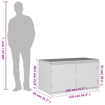 Tuinkast 110x55x60,5 cm poly rattan bruin 12