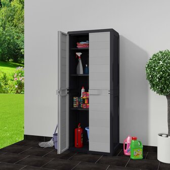 Tuinkast met 3 schappen zwart en grijs 2