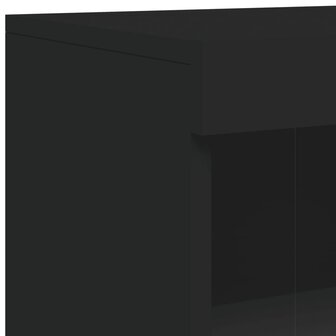 Bijzetkast met LED-verlichting bewerkt hout zwart 11