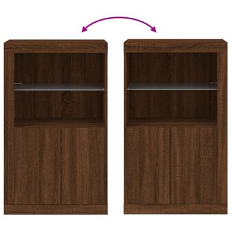 Bijzetkast met LED-verlichting bewerkt hout bruin eikenkleur 10
