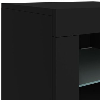 Bijzetkastjes met LED-verlichting 2 st bewerkt hout zwart 12