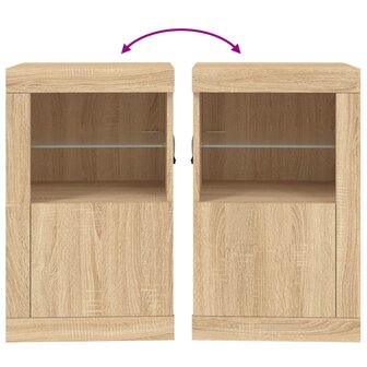Bijzetkast met LED-verlichting bewerkt hout sonoma eikenkleurig 10