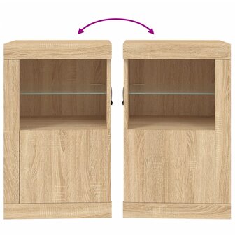 Bijzetkastjes met LED 2 st bewerkt hout sonoma eikenkleurig 11