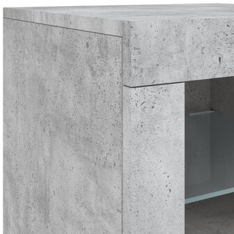 Bijzetkast met LED-verlichting bewerkt hout betongrijs 11