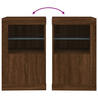 Bijzetkastjes met LED 2 st bewerkt hout bruin eikenkleur 11