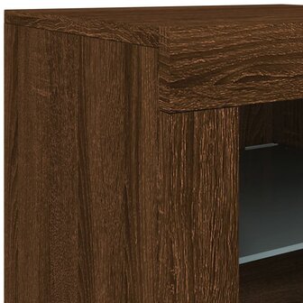 Bijzetkastjes met LED 2 st bewerkt hout bruin eikenkleur 12
