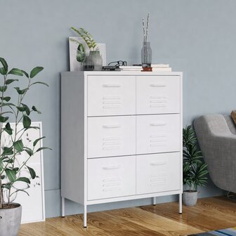 Ladekast 80x35x101,5 cm staal wit 1