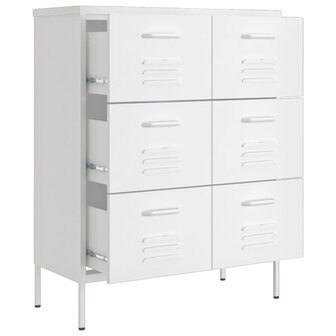 Ladekast 80x35x101,5 cm staal wit 6