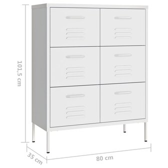 Ladekast 80x35x101,5 cm staal wit 9