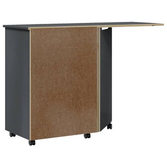 Ladekast met bureau MOSS verrijdbaar massief grenenhout grijs 6