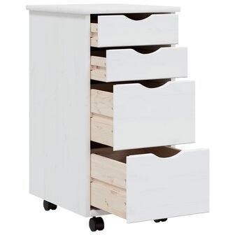 Ladekast MOSS verrijdbaar massief grenenhout wit 3