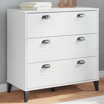 Ladekastje VIKEN bewerkt hout wit 1