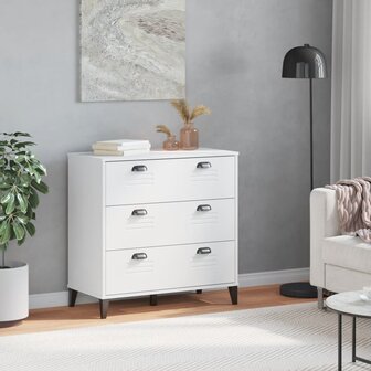 Ladekastje VIKEN bewerkt hout wit 3