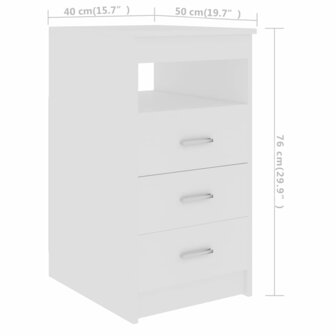 Ladekast 40x50x76 cm bewerkt hout wit 6