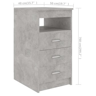 Ladekast 40x50x76 cm bewerkt hout betongrijs 6