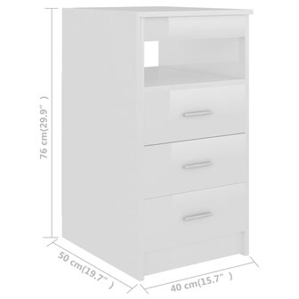 Ladekast 40x50x76 cm bewerkt hout hoogglans wit 6