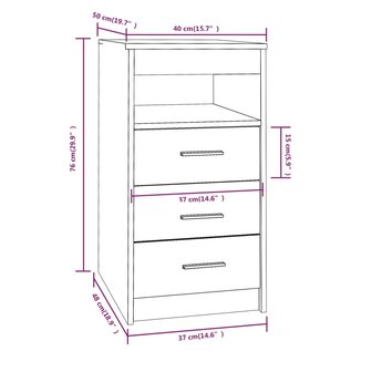 Ladekast 40x50x76 cm bewerkt hout gerookt eikenkleurig 8