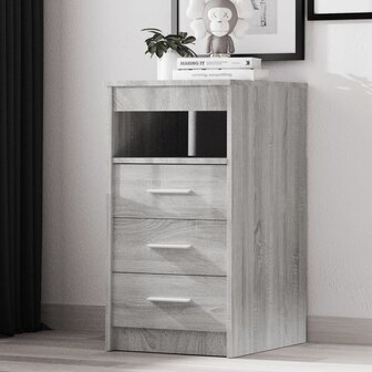 Ladekast 40x50x76 cm bewerkt hout grijs sonoma eikenkleurig 1