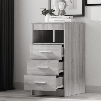 Ladekast 40x50x76 cm bewerkt hout grijs sonoma eikenkleurig 3