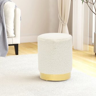 Hocker rond fleece wit 1