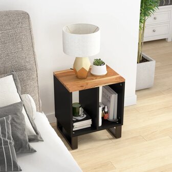 Bijzettafel 40x31x46 cm massief acaciahout en bewerkt hout 1
