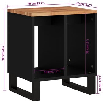 Bijzettafel 40x31x46 cm massief acaciahout en bewerkt hout 9