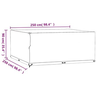 Tuinmeubelhoezen 2 st 16 oogjes vierkant 250x250x90 cm 9