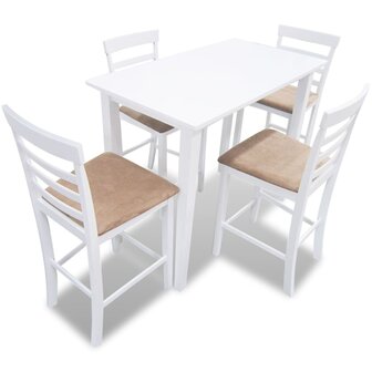 Bartafel en 4 barstoelen set hout wit 1