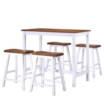 Bartafel- en krukkenset massief hout 5-delig  2