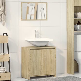 2-delige Badkamermeubelset bewerkt hout sonoma eikenkleurig 1