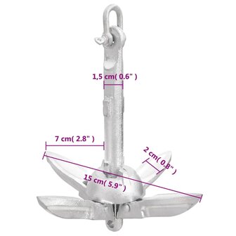 Anker inklapbaar 0,7 kg smeedijzer zilver 9