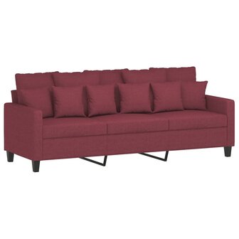 Driezitsbank 180 cm stof wijnrood 2