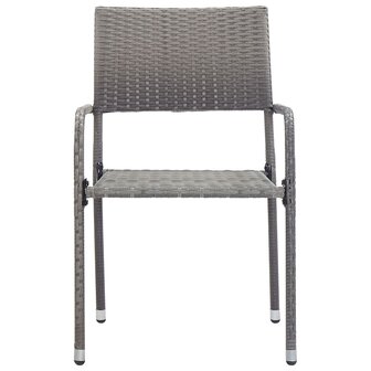 Tuinstoelen 4 st stapelbaar poly rattan grijs 3