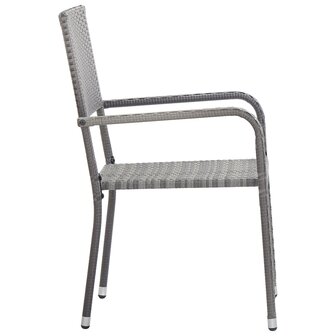 Tuinstoelen 4 st stapelbaar poly rattan grijs 4