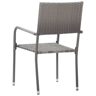 Tuinstoelen 4 st stapelbaar poly rattan grijs 5
