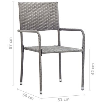 Tuinstoelen 4 st stapelbaar poly rattan grijs 7