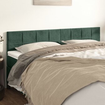 Hoofdborden 2 st 90x5x78/88 cm fluweel donkergroen 1