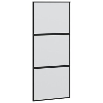 Schuifdeur 90x205 cm gehard glas en aluminium zwart 2