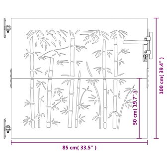 Poort 85x100 cm bamboe-ontwerp cortenstaal 10