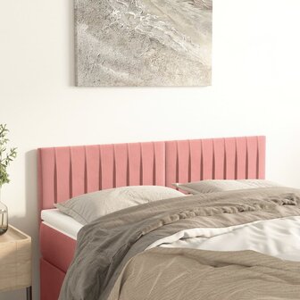 Hoofdborden 2 st 72x5x78/88 cm fluweel roze 1