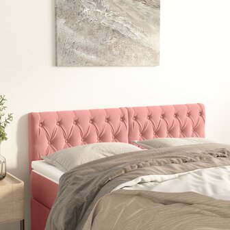 Hoofdborden 2 st 72x7x78/88 cm fluweel roze 1