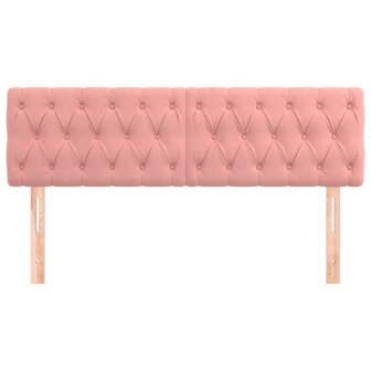 Hoofdborden 2 st 72x7x78/88 cm fluweel roze 3