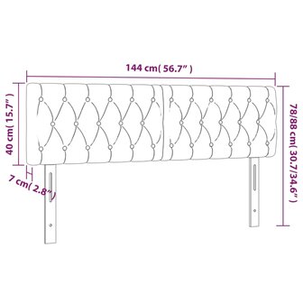 Hoofdborden 2 st 72x7x78/88 cm fluweel roze 8