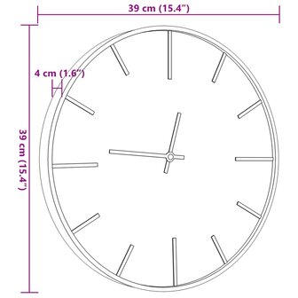 Wandklok &Oslash;39 cm ijzer en bewerkt hout bruin 7