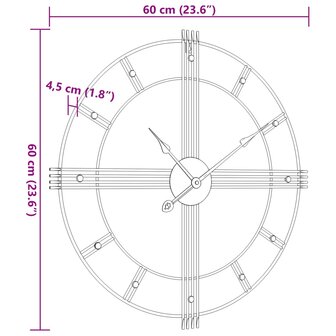 Wandklok &Oslash;60 cm ijzer zwart 7
